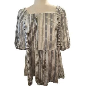 Lane Bryant Short Sleeve Square Neck Eyelet Peplum Top, Plus Size 16